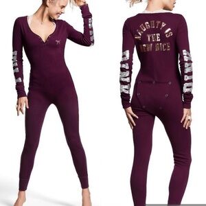 PINK Victoria's Secret  Y2K Sequin Thermal One Piece Pajama large